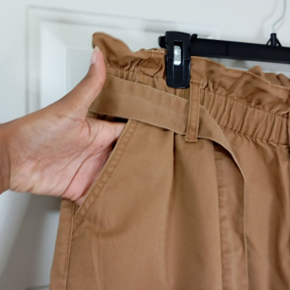 Ava & Viv Shorts 1X  Womens Paperbag Waist Brown With Belt - Picture 4 of 10